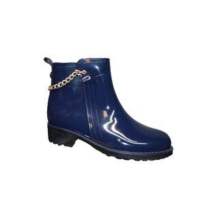 Nicole Miller New York Blue Gold Chain‎ Rain Boots/Booties Size 10